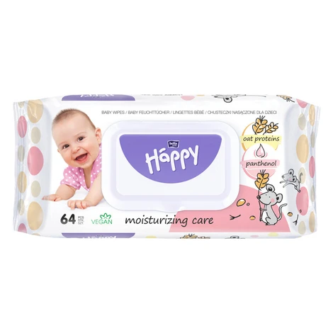 BELLA HAPPY Baby čistiace obrúsky s ovsenými proteínmi 64 kusov