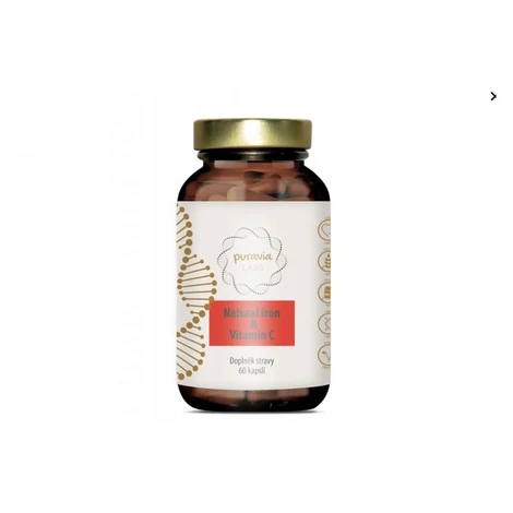 PURAVIA LABS Prírodné železo s vitamínom C (bio acerola) 60 kapsúl