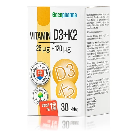 EDENPHARMA Vitamín D3 + Vitamín K2 30 tabliet