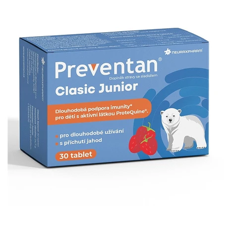 PREVENTAN Clasic junior príchuť jahoda 30 tabliet
