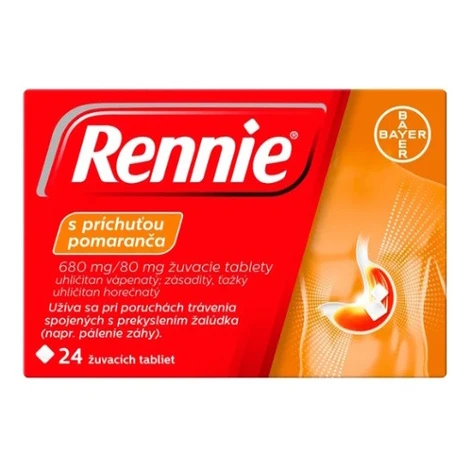 RENNIE S príchuťou pomaranča 680 mg/80 mg 24 tabliet
