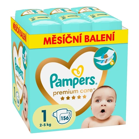 PAMPERS Premium care monthly veľkosť 1 plienky 2-5kg 156 kusov