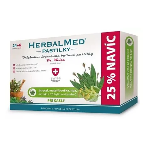 DR. WEISS Herbalmed skorocel + materina dúška + lipa + vitamín C 24+6 pastiliek