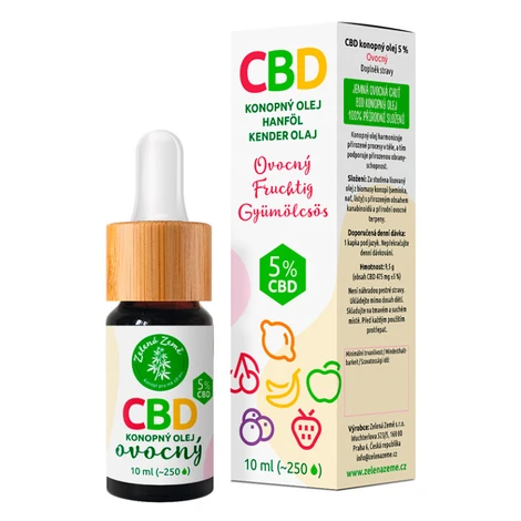 ZELENÁ ZEMĚ CBD kvapky s ovocnou príchuťou 5% 10 ml