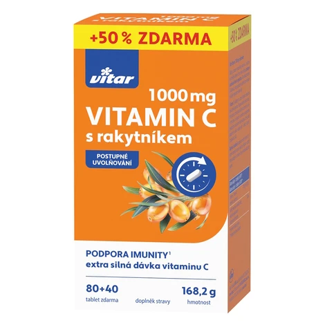 VITAR Premium Vitamín C 1000 mg s rakytníkom 120 tabliet Vitar Veteriane