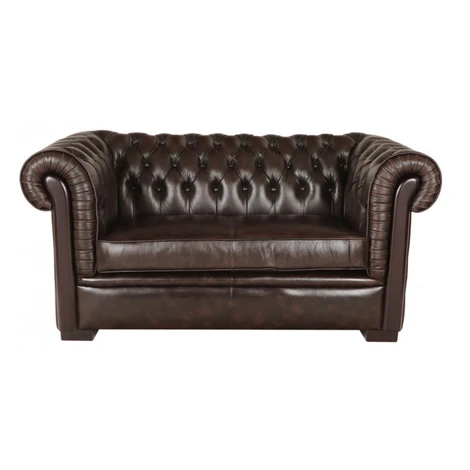 indickynabytok.sk - Pohovka dvojmiestna Chesterfield Tiffy z pravej hovädzej kože Brown