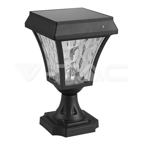 Záhradné LED solárne krátke stĺpikové svietidlo 2W 3000/6000K, 110lm, čierne, IP65 (V-TAC)