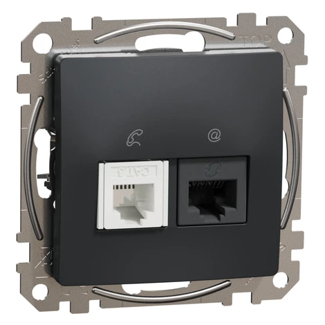 Dátová zásuvka RJ45 kat.5e UTP + telefónna RJ11, Antracit, Sedna Design (Schneider) Schneider Electric