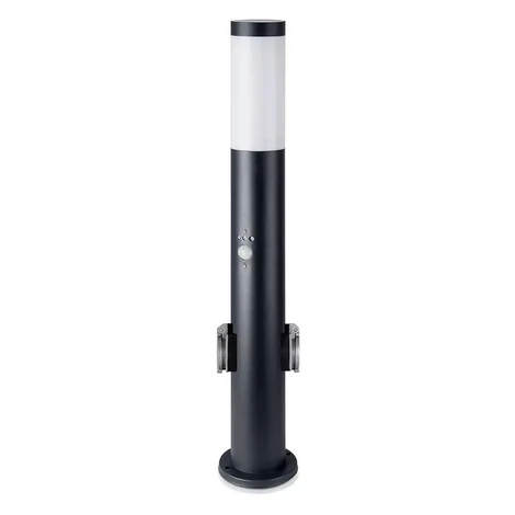 Záhradné stĺpikové svietidlo so zásuvkou 2x230V E27 IP44, 60cm, čierne VT-838 (V-TAC)