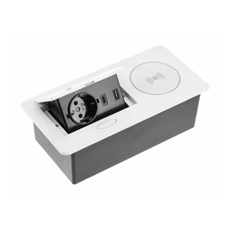 Nábytková zásuvka výklopná 3x230V biela, schuko, USB A+C (GTV)