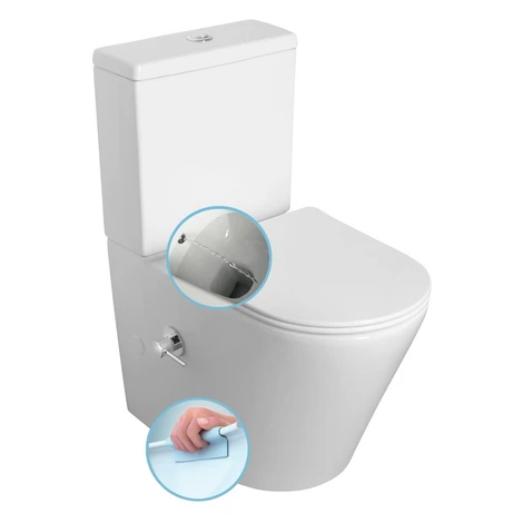 PACO CLEANWASH WC kombi, integrovaná batéria a bidetová sprcha, spodný/zadný odpad, biela PC1012 Sapho