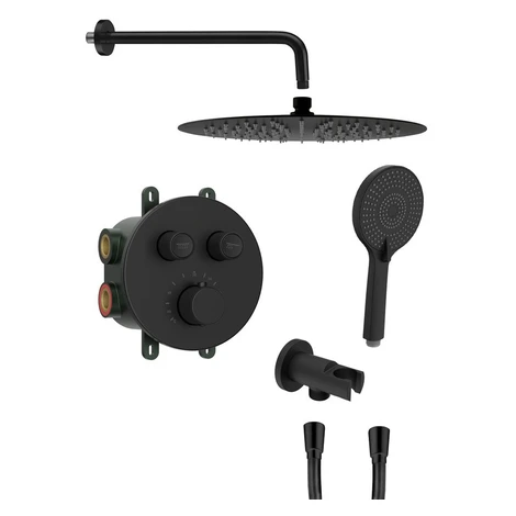 SMART SELECT sprchový set s termostatickou batériou, 2 výstupy, čierny matný RP032B-01 Sapho