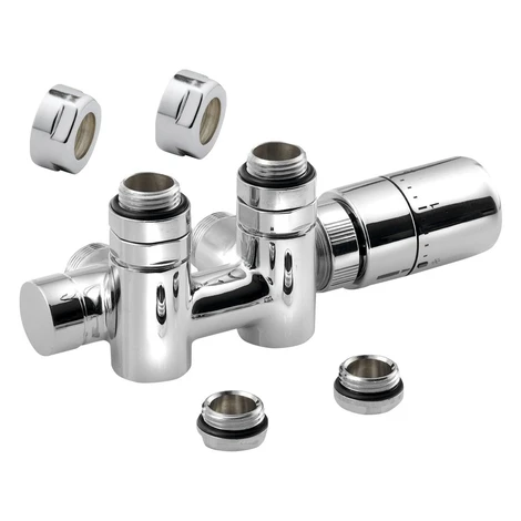 TWIN COMBI pripojovacia sada ventilov termostatická pre stredové pripojenie 50mm, pravý, chróm C Sapho