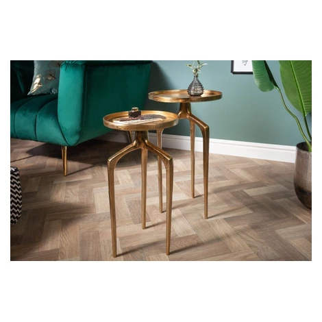 Estila Moderný set dvoch okrúhlych príručných stolíkov Notion z kovu v zlatej farbe 59cm