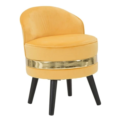Estila Dizajnové art deco okrúhle kreslo Laurentia s nízkou opierkou so žltým zamatovým poťahom 