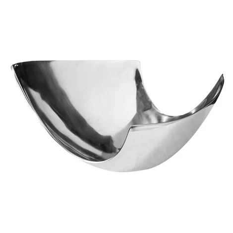 Estila Moderná dizajnová strieborná misa Abstract s asymetrickou siluetou z kovu 25 cm