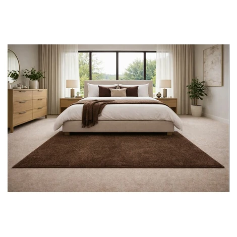 Kusový koberec Eton hnědý 97 čtverec, 150x150, hnědá, chodba / předsíň, Vopi
