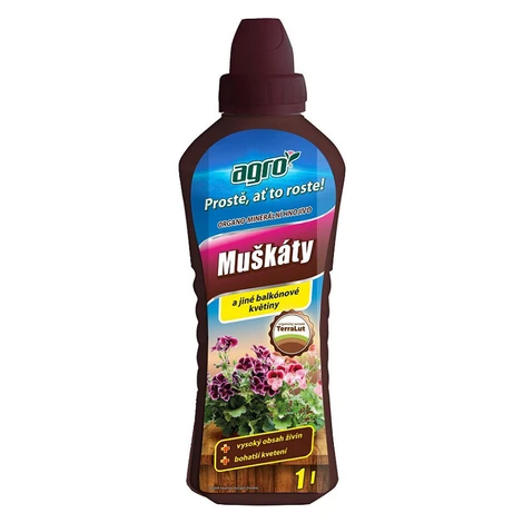 AGRO Organominerálne kvapalné hnojivo pre muškáty 1 l