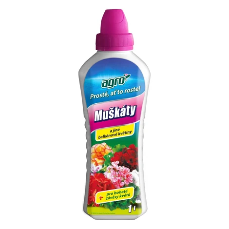 AGRO Kvapalné hnojivo pre muškáty a iné balkónové kvety 1 l
