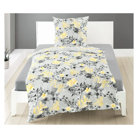 Bierbaum obliečka bavlnený satén 6475 Yellow Garden 140x200/70x90 cm