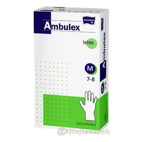 Ambulex rukavice LATEXOVÉ veľ. M,nesterilné, pudrované 100ks