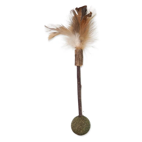 Hračka Magic Cat Natural Fun drievko s prírodnými pierkami a guľami 18cm
