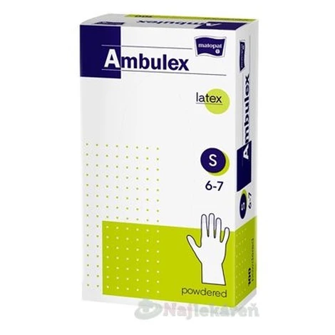 Ambulex rukavice LATEXOVÉ veľ. S, nesterilné, pudrované  100ks