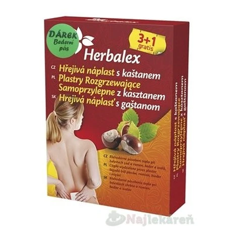 Herbalex Hrejivá náplasť s gaštanom na bolesť 4 ks