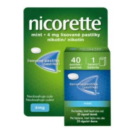 Nicorette Mint 4 mg zmierňujú chuť na cigaretu 40 pastiliek