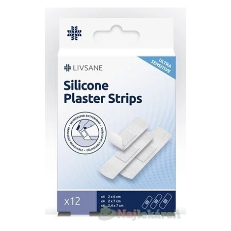 LIVSANE Silikónové náplasti ULTRA SENSITIVE na citlivú pokožku, 3 rozmery,12 ks