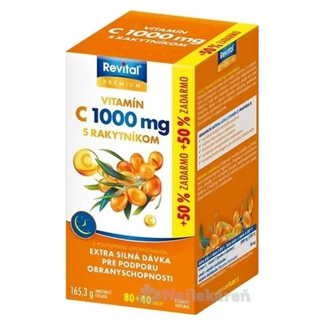 Revital Premium Vitamin C 1000 mg s rakytníkom s postupným uvoľňovaním 120 tabliet Vitar Veteriane