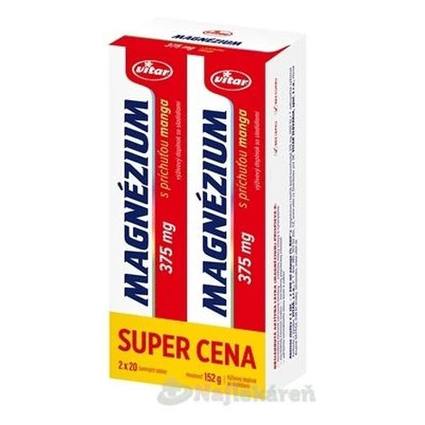 VITAR MAGNÉZIUM 375 mg DUOPACK s príchuťou manga 2x20ks 1set Vitar Veteriane