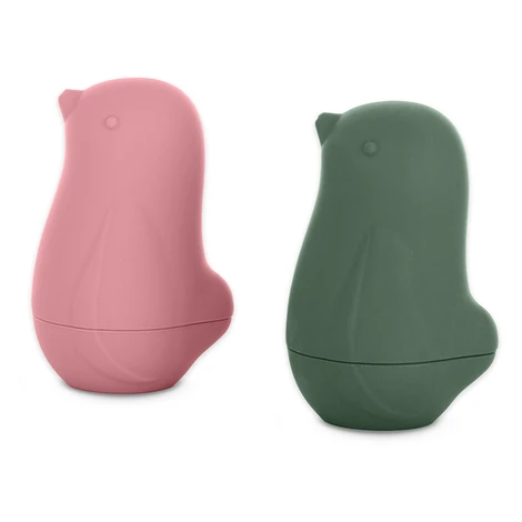 PETITE&MARS Hračky silikónové do kúpeľa Love birds Rose Green 6m+