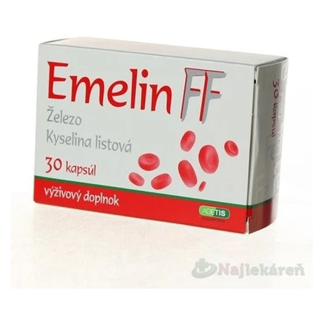 Emelin FF výživový doplnok s obsahom železa a kyseliny listovej 30ks