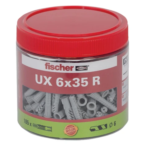 Fischer Univerzálne uzlovacie hmoždinky UX 6 x 35 R v dóze, 185 ks