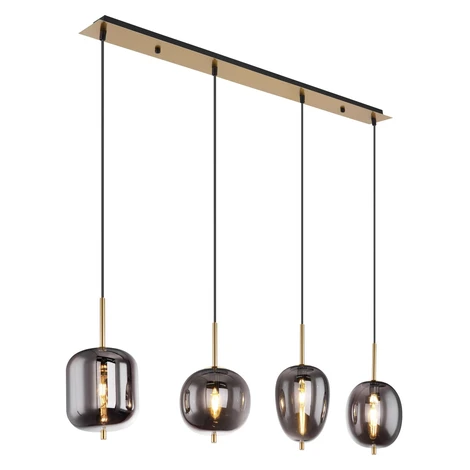 GLOBO Závesné svietidlo BLACKY I mosadzná/dymová E14 40 W 1100 x 185 x 1200 mm