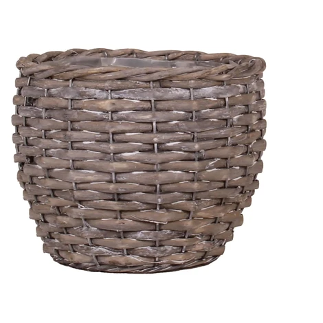 Obal na kvetináč z vŕbového prútia s PE sáčkom sivý 19 x 16 cm
