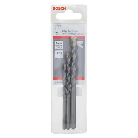 Bosch Sada špirál. vrtákov do betónu CYL-3 Silver Percussion, 3dielna (5/6/8mm)