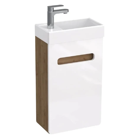 A-Interiéry Kúpeľňová skrinka Luna W 40 s keramickým umývadlom 40 cm, biela/dub