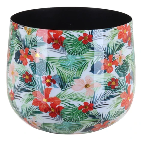 A.H.G. Obal na kvetináč Flora so zlatými detailmi, tropical, pr. 13 x 9 cm