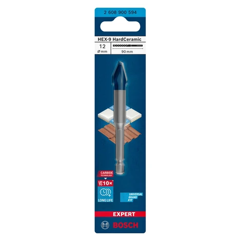 Bosch Vrták do tvrdých dlaždíc Expert HEX-9 HardCeramic, pr. 12 x 90 mm