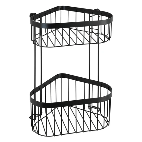 Wenko Rohový kúpeľňový košík 2poschodový Classic Plus Black, 23,5 x 33 x 18,5 cm