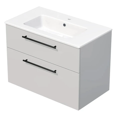 INTEDOOR Kúpeľ.skriňa+umývadlo BEE, úchyt čierny, 2 zás., š. 81 cm, biela lesk