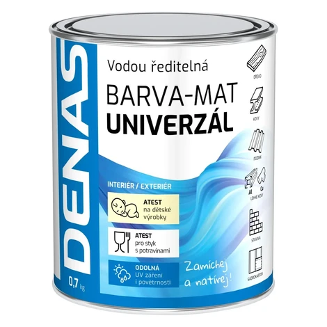 Denas Vrchná farba na drevo, kov a betón Univerzál-mat, 0111 sivá, 700 g