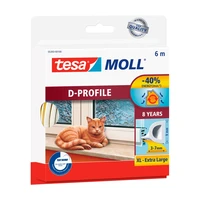 tesa Gumené tesnenie pre dvere a okná tesamoll D-profil, biela 6 m x 9 mm x 7 mm