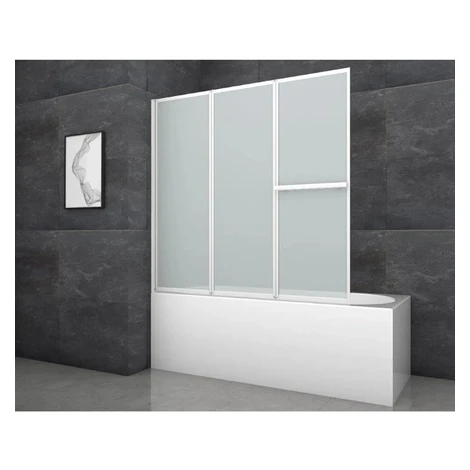 Aurlane Skladacia vaňová zástena White Comfort 145,4 cm x 140 cm biela 3-krídlov