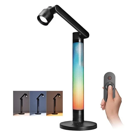 SOLIGHT LED stolná lampa 10W 600lm 3000-5000K+RGB čierna 36,5x15,5x25 cm