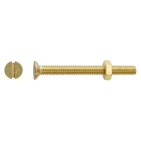 Závitová skrutka so zápustnou hlavou PZ mosadzná M4 x 40 mm, 8 ks + matica