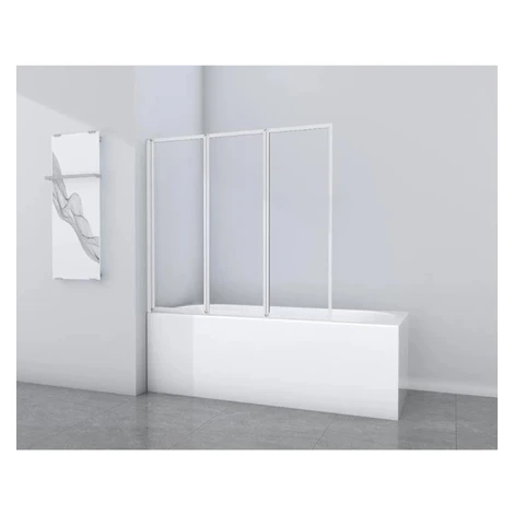 Aurlane Skladacia vaňová zástena White Star 130 cm x 120 cm biela 3-krídlová