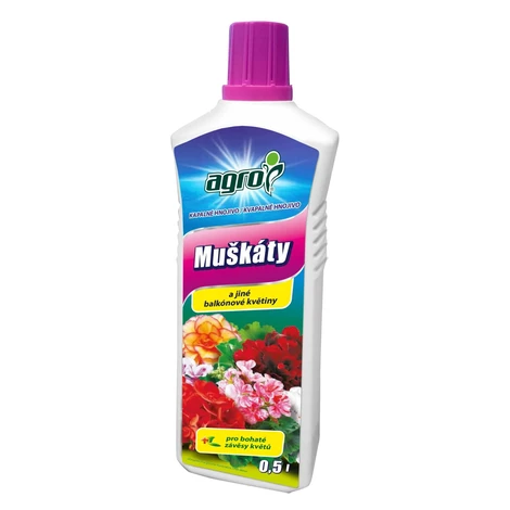 AGRO Kvapalné hnojivo pre muškáty a iné balkónové kvety 0,5 l